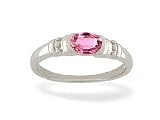 14K White Gold Oval Created Pink Sapphire Ring