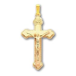 18in Gold-plated Large Polished Budded Crucifix