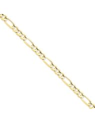 14k Gold 5.25mm Concave Open Figaro Chain 8 Inches