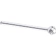 Solid 14KT White Gold 2mm Clear Cubic Zirconia Straight Fishtail 3/4 - 18 Gauge