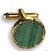 Cufflinks - Round Castle Setting with Malachite Stone Center
