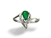 14K White Gold Genuine Pear Emerald and Diamond Ring