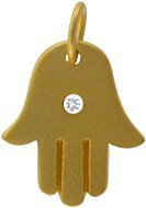 Small Hamsa Hand Pendant in Gold Vermeil with 1 Pt. Diamond Gemstone, #7648