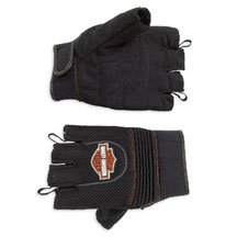 Harley-Davidson&reg; Men's Fingerless Mesh Gloves. Power stretch across the knuckles and ergonomic thumb. Reflective piping. 98262-07VM