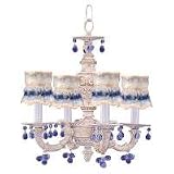 Crystorama Antique White Finish w/ Amber Murano Crystal Drops Abbie 4 - Light Crystal Chandelier - 5224