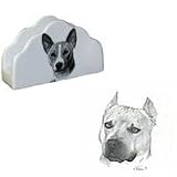 American Staffordshire Terrier Napkin Holder, Porcelain by Rosalinde