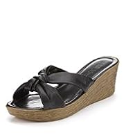 Leather Knot Wedge Sandals