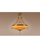 IMAGE OF Authenticity Lighting 10-0015-03-03 Bengal 3 Light Mini Chandelier in Antique Gold Leaf with Mouth Blown Iridescent Amber Opal glass