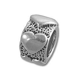 Hearts Solid 925 Sterling Silver Spacer Bead fits European Charm Bracelet