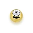 Solid 14K Yellow Gold CZ Replacement Ball 4mm - 16 Gauge
