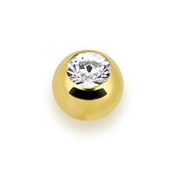 Solid 14K Yellow Gold CZ Replacement Ball 4mm - 16 Gauge