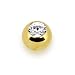 Solid 14K Yellow Gold CZ Replacement Ball 4mm - 16 Gauge