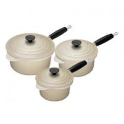Le Creuset Cast Iron 3 Piece Saucepan Sets -Almond (ref CL)