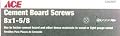 ACE DRYWALL SCREWS 46562ACE Cement Board Screw, Wafer Head # 8 x 1-5/8