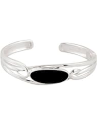 Sterling Silver Genuine Onyx Hinged Cuff Bracelet