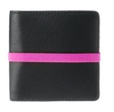 Marc By Marc Jacobs Pebble Leather Elastic Billfold Wallet Black Pink
