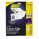 Avery Ink Jet Clean Edge, White Glossy Business Cards