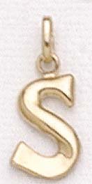14kt Solid Yellow Gold Initial S Charm - LET150S