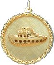 Ship in Shadow Box, 14K Gold Charm