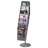 Rubbermaid 18845 Image hot file 7-pocket magazine floor stand, clear/chrome