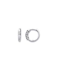 14k White Gold Small Diamond Hoop Huggie Earrings .21ct (G-H Color, I1 Clarity)