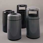 Atrium Fiberglass Trash Container, Radius Top, 28 Gallon, Black, Round RUB911100BLA by Rubbermaid®