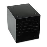 Buddy Products 1108-4 Stackable 7-section recycled steel sorting rack, fixed shelves, black