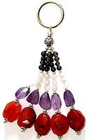 Click here to buy Keychain Holder Women Silver Gemstones Hand Engraved Indian Style 4.25  by ShalinCraft.