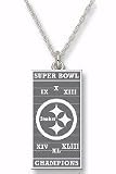 Pittsburgh Steelers 6 Time Super Bowl Champions 1/2 Vertical Field Pendant on 18 Chain - Sterling Silver Jewelry