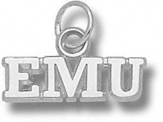 Eastern Michigan Eagles Solid Sterling Silver ''EMU'' 3/16'' Pendant