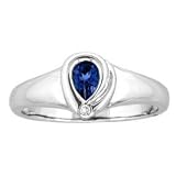14k White Gold Pear Tanzanite and Diamond Ring .41 TCW