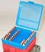 MTM/CASE-GARD 100-ROUND FLIP-TOP HANDGUN AMMO BOX -- CLEAR-BLUECal: 9MM, .380 ACP