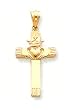 14kt Gold High Polish Irish Celtic Claddagh Cross Pendant
