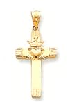 14kt Gold High Polish Irish Celtic Claddagh Cross Pendant