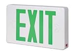 Emergency LED Exit Sign, Universal (single/double face), Green Letters, White Housing, 120/277 VAC, Damp Location Listed