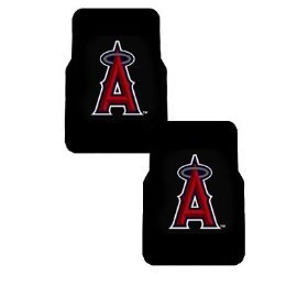 A Set of 2 MLB Major League Baseball Licensed Universal-Fit Molded Front Rubber Floor Mats - Los Angeles Angels
