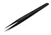 Grobet 570348 6-1/2" Carbon Steel Economy Tweezer with Black Finish and Fine Points