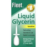 Fleet Liquid Glycerine Suppositories - Laxative, 4 Adult Rectal Applicators of 7.5 Ml Ea.