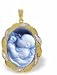 Oval pendant with Diamond accented Frame - 3/4 x 1/2