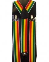 Best Outer Rebel Fashion Suspenders- Rasta Stripe on White
