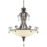Quoizel DQ2836IB Dominique 29-Inch Pendant With 3 Uplights with Honey Scavo Glass, Imperial Bronze Finish
