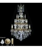 IMAGE OF American Brass and Crystal CH9826-AS-GT-13S-ST Billagio 25 Light Large Foyer Chandelier in Aged Bronze Satin with Golden Teak Strass Pendalogue crystal