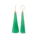 14K Yellow Gold Green Jade Drop Earrings