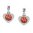 Basketball in Heart Light Pink Swarovski Post Charm Earrings [Jewelry]