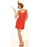 Roaring 20s Flapper Adult Costume Red Dress - XS/S