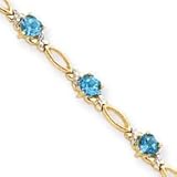 IMAGE OF 14k Blue Topaz and Diamond Bracelet - 7 Inch - 5mm - Lobster Claw - JewelryWeb