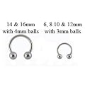 Micro fer � cheval acier - boules - T�ton/Arcade/Cartilage/Septum/G�nital/Lobe/Sourcil