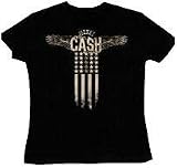 JOHNNY CASH - Wings - Black Vintage Women's / Girls T-shirt (Girlie / Babydoll)
