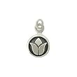 Small Round Raised Lotus Flower Charm for Bracelets or Necklaces in Sterling Silver, #8365
