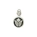 Small Round Raised Lotus Flower Charm for Bracelets or Necklaces in Sterling Silver, #8365